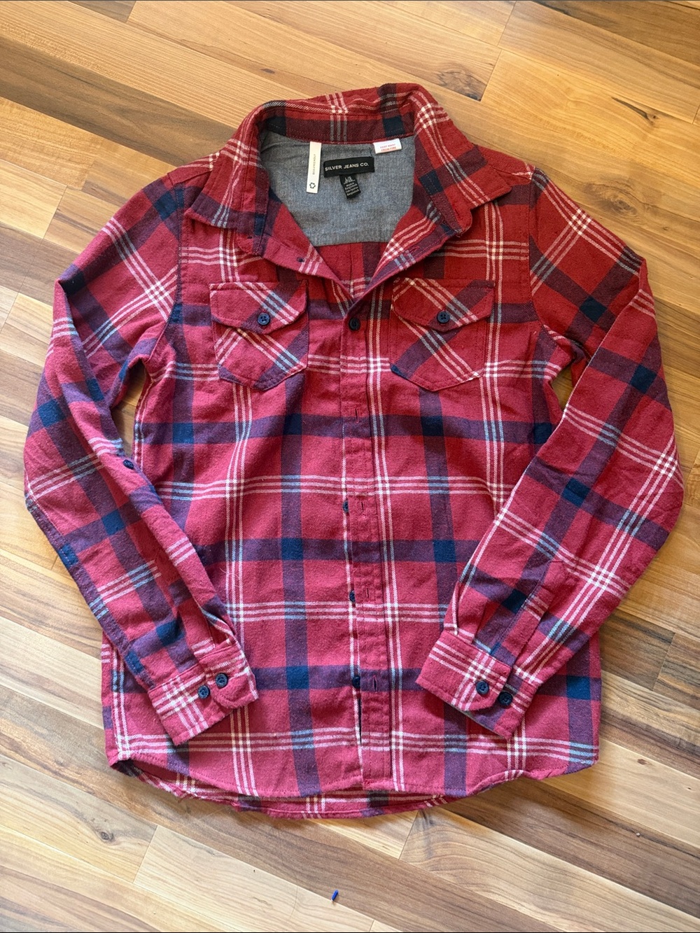 Silver Jeans Red Plaid Button-Down Shirt
